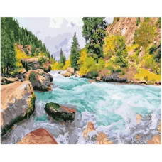 Картина по номерам Paintboy GX 36546 Бурлящая горная река 40х50см