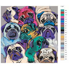 Живопись по номерам BRUSHES-PAINTS Очаровательные мопсы. Арт собак