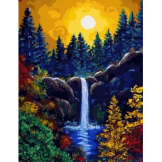 Картина по номерам Paintboy "Водопад ночью" холст на подрамнике 40х50 см, GX45178