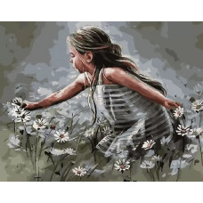 Живопись по номерам Paintboy Девочка и ромашки 40x50