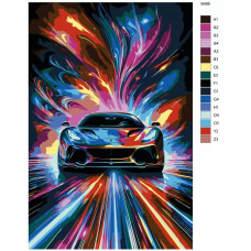 Живопись по номерам BRUSHES-PAINTS Спортивные машины Яркая гонка