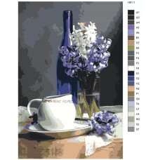 Живопись по номерам BRUSHES-PAINTS Натюрморт - Композиция с синей бутылкой и гиацинтом Живопись по номерам BRUSHES-PAINTS Натюрморт - Композиция с синей бутылкой и гиацинтом