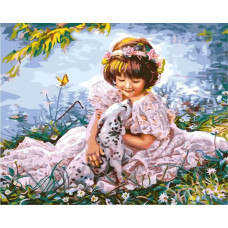 Картина по номерам Paintboy Девочка с далматинцем, 40x50 см