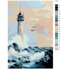 Живопись по номерам BRUSHES-PAINTS Шторм, маяк и море