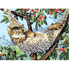 Картина по номерам Цветной Котенок в гамаке, 30x40 см