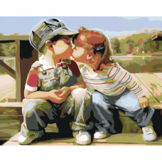 Картина по номерам Живопись по Номерам Детский поцелуй, 40x50