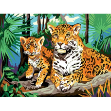 Холст с красками 30х40 см. ЛЕОПАРДЫ (Арт. Х-0395)