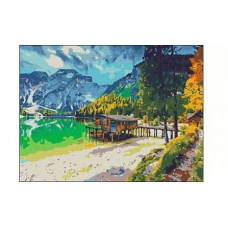 Холст с красками "Рисование по номерам. Италия. Озеро Брайес", 30x40 см