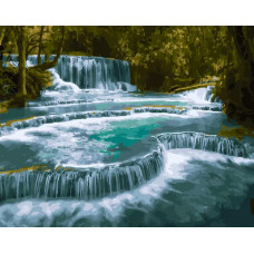 Картина по номерам ВанГогВоМне Водопад в Лаосе, 40x50