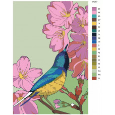 Живопись по номерам BRUSHES-PAINTS Птица на фоне цветов