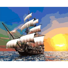 Картина по номерам Paintboy Парусник на закате, 40x50 см