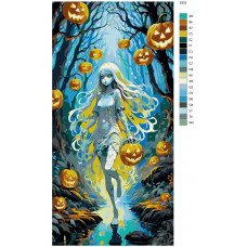 Картина по номерам BRUSHES-PAINTS Хэллоуин Девушка с тыквами 40x80 см