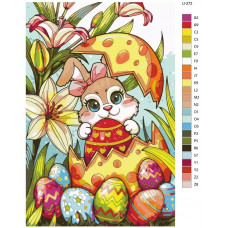 Живопись по номерам BRUSHES-PAINTS Пасха. Кролик и красочные пасхальные яйца