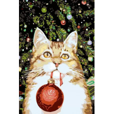 Картина по номерам Живопись по Номерам Новогодний котик, 40x60