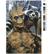 Живопись по номерам BRUSHES-PAINTS Грут и Енот Ракета