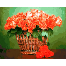 Живопись по номерам Paintboy Коралловые розы в корзине 40x50