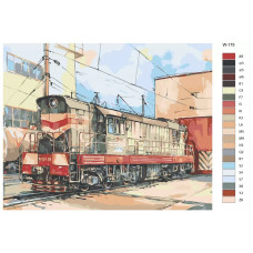 Живопись по номерам BRUSHES-PAINTS Паровоз