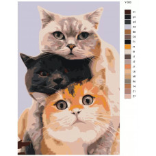 Живопись по номерам BRUSHES-PAINTS Три пушистых друга. Коты