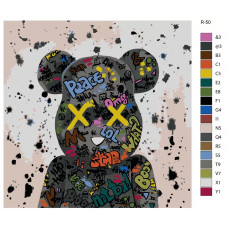 Картина по номерам BRUSHES-PAINTS Bearbrick R-50 40x40 см Картина по номерам BRUSHES-PAINTS Bearbrick R-50 40x40 см