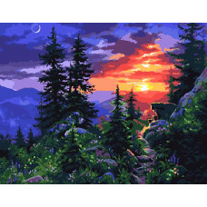 Живопись по номерам Paintboy Еловый закат 40x50