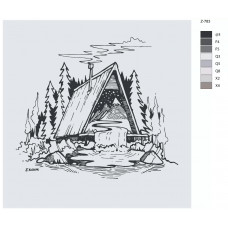 Живопись по номерам BRUSHES-PAINTS Скетч. Дом - река
