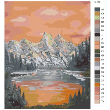 Живопись по номерам BRUSHES-PAINTS Закат в горах