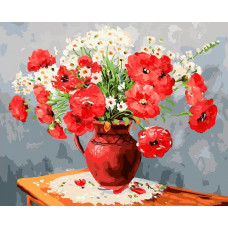 Картина по номерам ВанГогВоМне Маки в вазе, 40x50