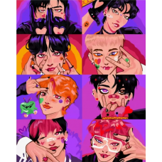 Картина по номерам на холсте ЭТО ПРОСТО ШЕДЕВР К-поп звезды, Stray Kids 40x50