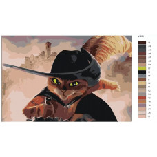 Живопись по номерам BRUSHES-PAINTS Кот в сапогаx готов на подвиги