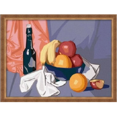 Картина по номерам Paintboy Натюрморт с бутылкой вина и фруктами, 30x40