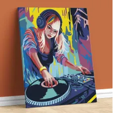 Картина по номерам на холсте с подрамником Борода Малевича Девушка DJ Картина по номерам на холсте с подрамником Борода Малевича Девушка DJ