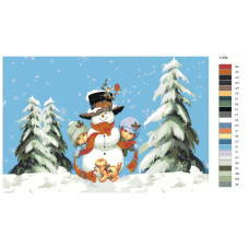 Живопись по номерам BRUSHES-PAINTS Дети и снеговик. Новый год