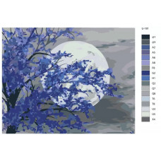 Живопись по номерам BRUSHES-PAINTS Синее дерево в магическом свете луны