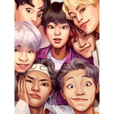 Картина по номерам "BTS", 40х50см, холст на подрамнике