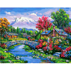 Картина по номерам Paintboy Домики у реки, 40x50 см