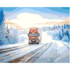 Картина по номерам, 40 x 50, Грузовик и зима (pz-4051)