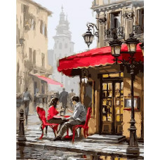 Картина по номерам Цветной Влюбленные в кафе, 30x40 см
