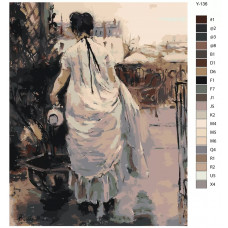 Живопись по номерам BRUSHES-PAINTS Картина - Молодая женщина, поливающая куст. Берта Моризо