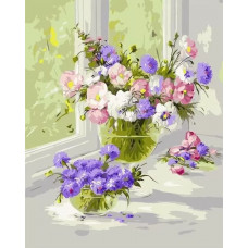 Картина по номерам  Paintboy (Premium) Цветы на подоконнике