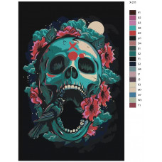 Живопись по номерам BRUSHES-PAINTS Череп в цветах