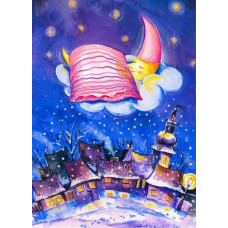 Холст с красками 22x30 см по номерам в коробке (16 цв.) Зимний сон
