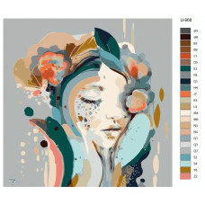 Картина по номерам BRUSHES-PAINTS Нежное лицо в цветах U-968 40x40см Картина по номерам BRUSHES-PAINTS Нежное лицо в цветах U-968 40x40см