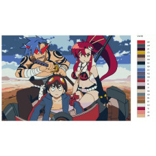 Живопись по номерам BRUSHES-PAINTS Аниме: Гуррен-Лаганн (Gurren-Lagann). Камина, Ёко, Симон( Kamina, Yoko Littner, Simon)