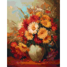 Картина по номерам Белоснежка Хризантемы, 40x50