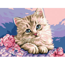 Картина по номерам Цветной Милый котик, 30x40