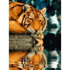 Картина по номерам Paintboy Тигр у воды, 40x50 см