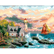 Картина по номерам Paintboy Маяк у моря, 40x50 см