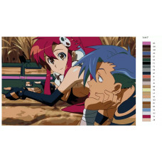 Живопись по номерам BRUSHES-PAINTS Аниме: Гуррен-Лаганн (Gurren-Lagann). Камина и Ёко ( Kamina, Yoko Littner)