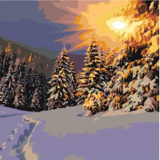 Картина по номерам Живопись по Номерам Закат в зимнем лесу, 40x40