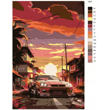 Живопись по номерам BRUSHES-PAINTS Спортивный автомобиль на фоне заката